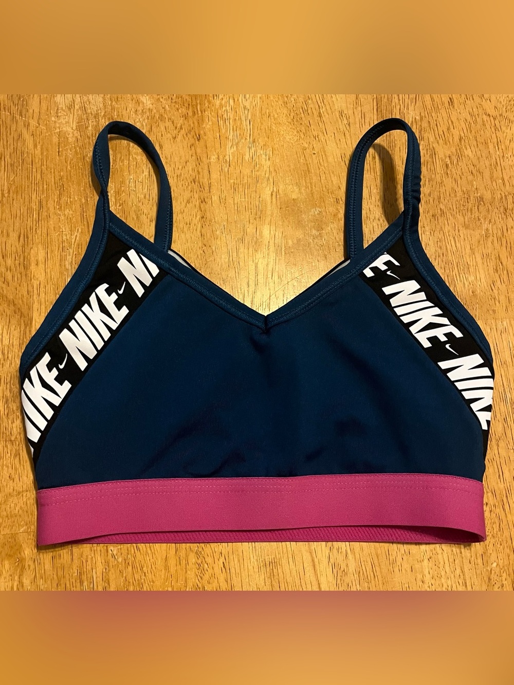 Nike Dri-FIT Indy V-Neck Sports Bra Teal Blue & Bright Pink - Size S